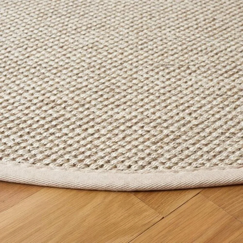 New 4ft Round Natural Fiber Sisal Area Rug for Home & Room - Marble Beige Border